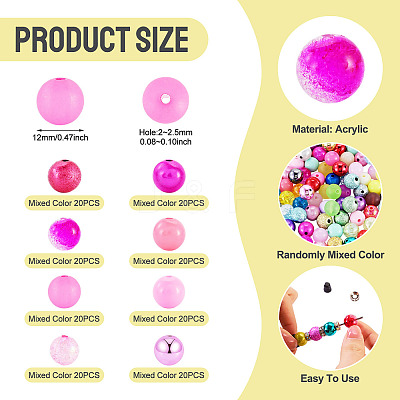 160Pcs 8 Styles Mixed Styles Acrylic Beads FACR-TA0001-13-1