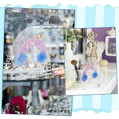 Round Transparent Acrylic Earring Display Organizer Stands EDIS-WH0035-12A-1