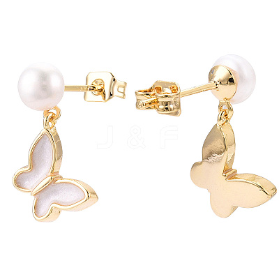 Natural Pearl Dangle Stud Earrings PEAR-N020-05M-1