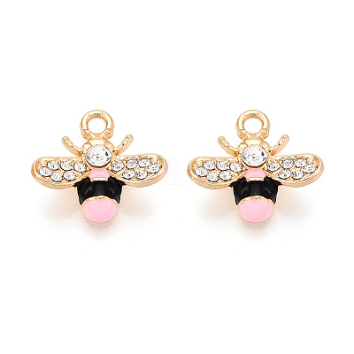 Alloy Rhinestone and Enamel Pendants PALLOY-T092-41G-02-1