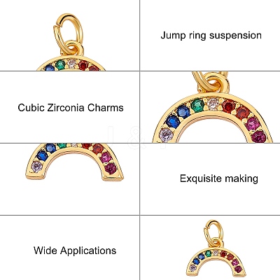 20Pcs Brass Micro Pave Colorful Cubic Zirconia Charms KK-SZ0004-71-1