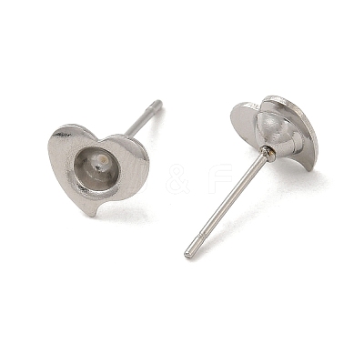 Non-Tarnish Heart 201 Stainless Steel Stud Earring Findings STAS-Q315-02P-1