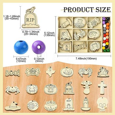 2 Sets 2 Styles DIY Wood Pendants WOOD-CJ0002-28-1