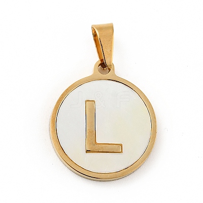 PVD Vacuum Plating 304 Stainless Steel with White Shell Pendants STAS-G268-01L-G-1