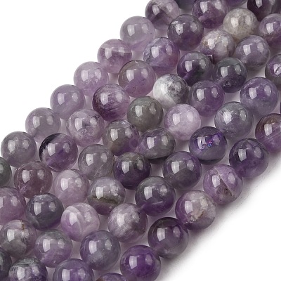 Round Natural Amethyst Beads Strands G-S380-01C-02-1