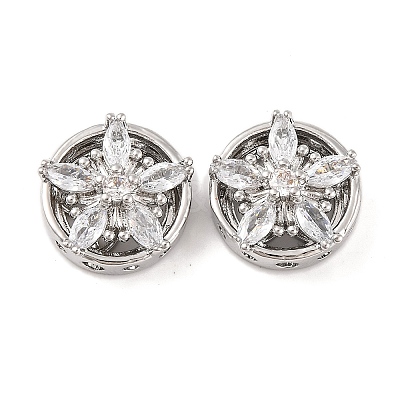 Brass Micro Pave Clear Cubic Zirconia Beads KK-S389-27P-1