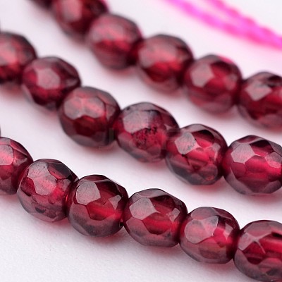 Natural Garnet Bead Strands X-G-K145-F-3mm-A-1