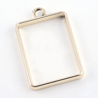 Rack Plating Alloy Rectangle Open Back Bezel Pendants PALLOY-S047-28E-FF-1
