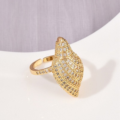 Brass Micro Pave Cubic Zirconia Cuff Rings for Women RJEW-L132-03G-01-1