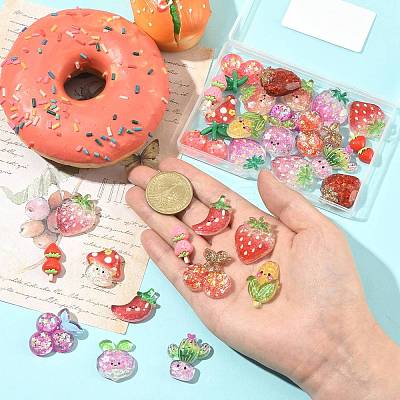 30Pcs 15 Styles Resin & Acrylic & Plastic Cabochons KY-SZ0001-61-1