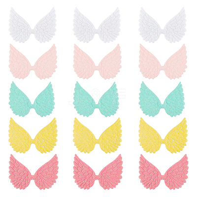 AHADEMAKER 50Pcs 5 Colors Cloth Embossed Wing Ornament Accessories FIND-GA0002-54-1