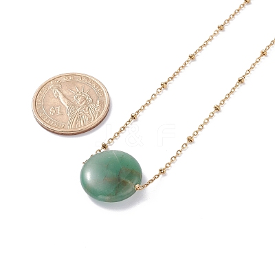 Flat Round Natural Mixed Stone Pendant Necklace for Girl Women NJEW-JN03749-1