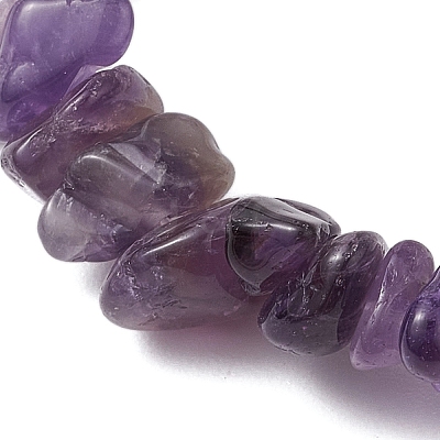 Natural AmethystChips Beaded Stretch Bracelets for Women BJEW-TA00557-01-1