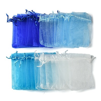 40Pcs 4 Colors Organza Bags Jewellery Storage Pouches Wedding Favour Party Mesh Drawstring Gift OP-FS0001-03B-1