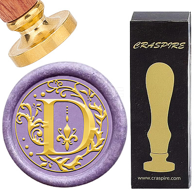 Brass Wax Seal Stamps with Wood Handle AJEW-WH0412-0237-1