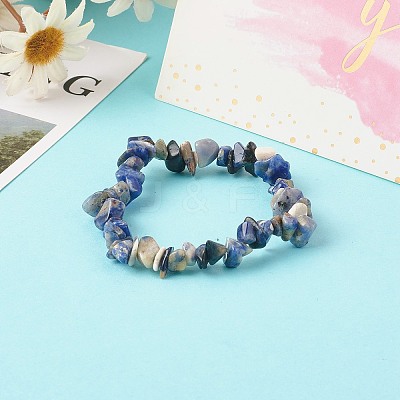 Natural Sodalite Beads Stretch Bracelets for Children BJEW-JB06388-03-1