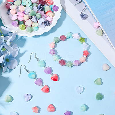 200Pcs 2 Styles Opaque Acrylic Beads OACR-SP0002-11-1