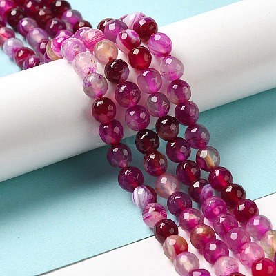 Natural Striped Agate/Banded Agate Beads Strands G-H1593-8mm-1-1