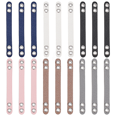 18Pcs 6 Colors Imitation Leather Bag Webbing Straps with Silver Color Plated Metal Eyelets for Bag Accessories DIY-NB0016-35-1