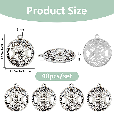 40Pcs Tibetan Style Hollow Alloy Pendants TIBEP-FH0001-29AS-1