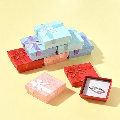 8Pcs 4 Colors Valentines Day Presents Packages Cardboard Ring Boxes CBOX-FS0001-07-1