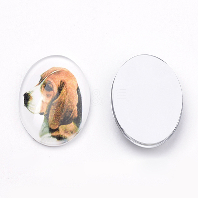 Puppy Photo Flatback Glass Cabochons X-GGLA-S034-25x18-034-1