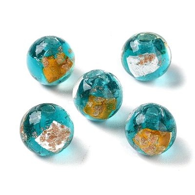 Handmade Gold & Silver Foil Lampwork Beads GLAA-G107-07B-10-1
