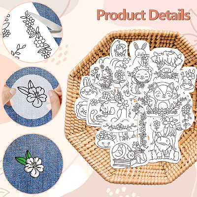 4 Sheets 11.6x8.2 Inch Stick and Stitch Embroidery Patterns DIY-WH0455-191-1