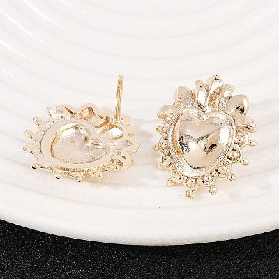 Brass Heart Stud Earrings EJEW-Z131-01KCG-1