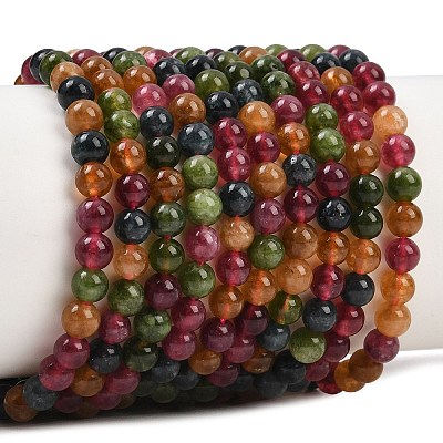 Natural Green Jade Imitation Tourmaline Beads Strands G-B046-08D-4mm-1