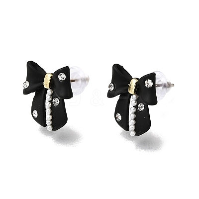 Alloy & Resin Pearl Stud Earrings EJEW-G466-01G-1
