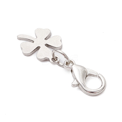 5Pcs Clover 201 Stainless Steel Pendant Decorations HJEW-JM03015-1