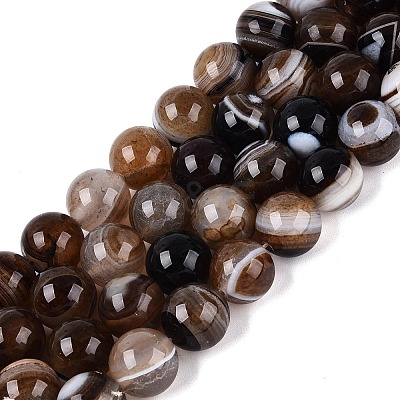 Natural Striped Agate/Banded Agate Beads G-Q606-42B-D01-1