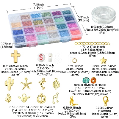 DIY Round Glass Seed Beads & Alloy Charms Bracelet Making Kits DIY-FS0007-19-1