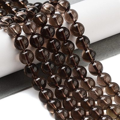 Natural Smoky Quartz Round Beads Strands G-E329-8mm-38A-1