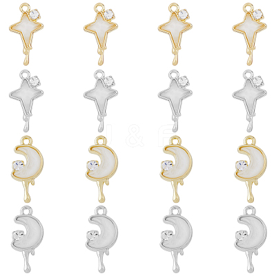 16Pcs 4 Style Alloy Micro Pave Cubic Zirconia Pendants FIND-DC0002-69-1