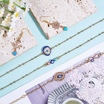 20Pcs Eye Enamel Charm Connector Flat Round Evil Eye Charm Assorted Evil Eye Connector for Jewelry Necklace Bracelet Earring Making Crafts JX222A-1