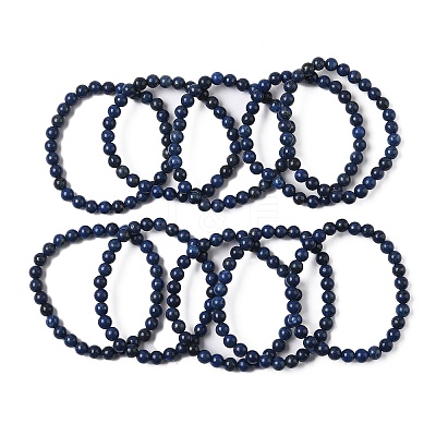 Natural Lapis Lazuli Beaded Stretch Bracelets BJEW-D446-B-41-1