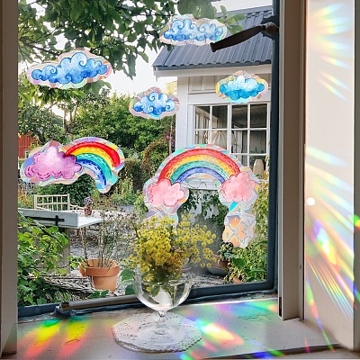 Rainbow & Cloud Rainbow Prism Electrostatic Window Stickers PW-WGA11A0-01-1