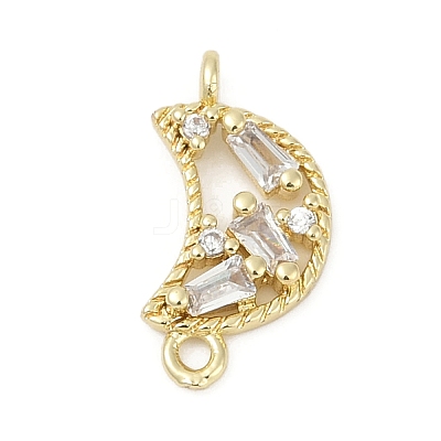 Brass Clear Cubic Zirconia Connector Charms KK-Z094-03G-01-1