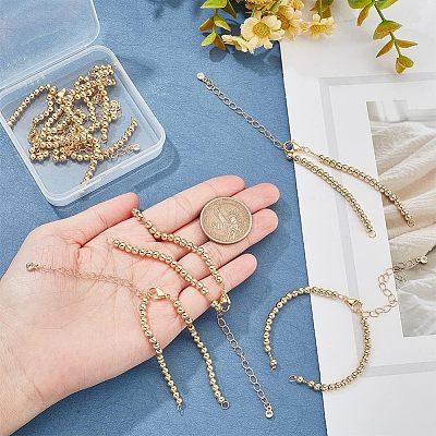 8Pcs Half Finished Brass Round Beaded Bracelets AJEW-NB0003-64-1