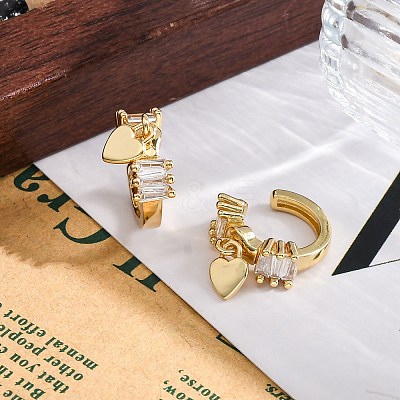 Rack Plating Brass Micro Pave Clear Cubic Zirconia Cuff Earrings for Women EJEW-C125-24D-G-1