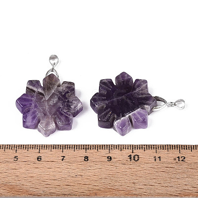 Natural Amethyst Pendants G-T144-12D-1