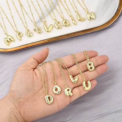 1Pc Initial Letter Brass Pendant Necklaces NJEW-YW0001-24H-1