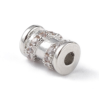 Rack Plating Brass Micro Pave Clear Cubic Zirconia Beads KK-C019-29P-1
