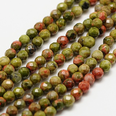 Natural Unakite Beads Strands G-A129-3mm-13-1