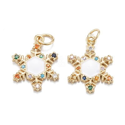 Christmas Themed Brass Micro Pave Cubic Zirconia Pendants ZIRC-L101-09G-1