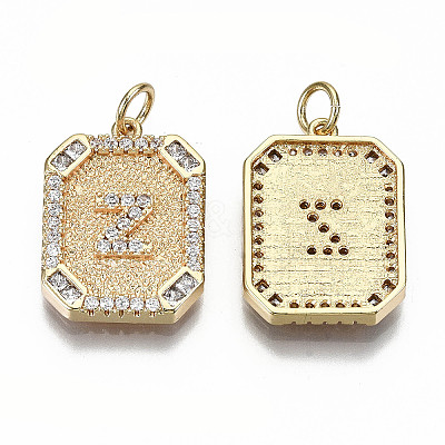 Brass Micro Pave Clear Cubic Zirconia Pendants KK-S356-234Z-G-NF-1