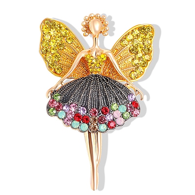 Butterfly Dancer Enamel Pin with Rhinestone JEWB-P016-01G-03-1