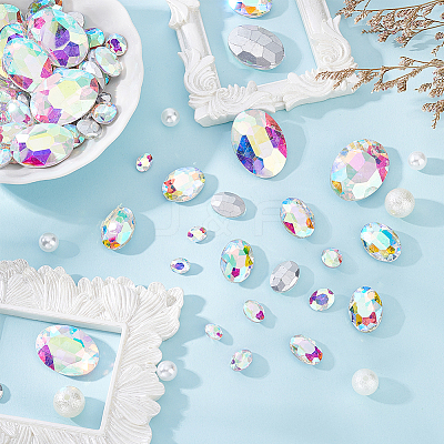 94Pcs 6 Style Pointed Back Glass Rhinestone Cabochons DIY-FG0003-64-1